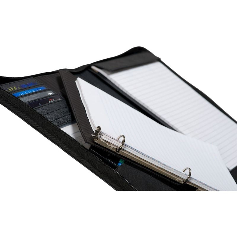 The Executive Faux Leather Binder Padfolio with Removeable 1" Ring- Black - BagNook