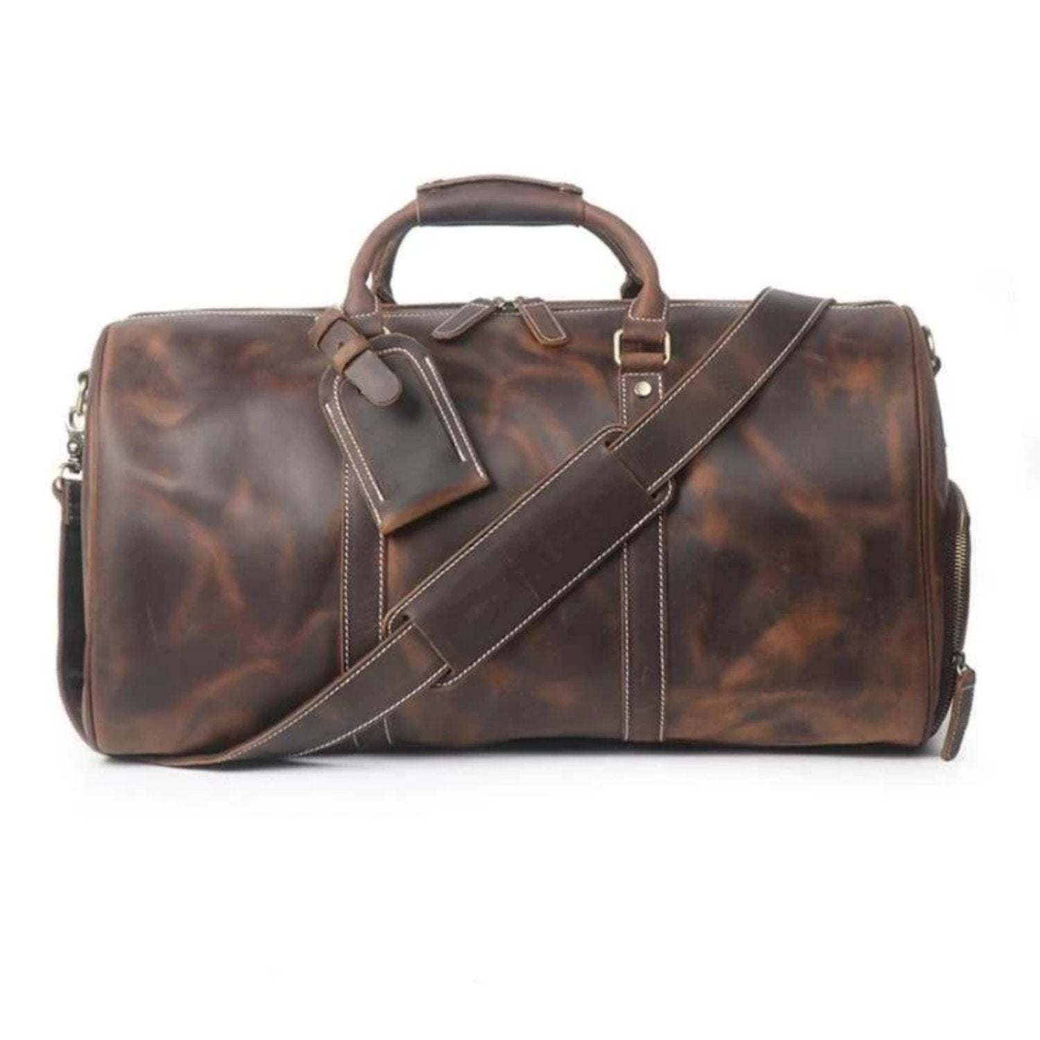 (dark brown)The Dagny Weekender | Large Leather Duffle Bag - BagNook