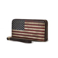 Load image into Gallery viewer, (chocolate)Uriel Vegan Leather Women FLAG Wristlet by Mia K - BagNook