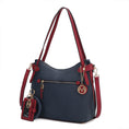 Load image into Gallery viewer, (navy-red)Jaseli Hobo with Wristlet Key Ring & card Holder by Mia k - BagNook