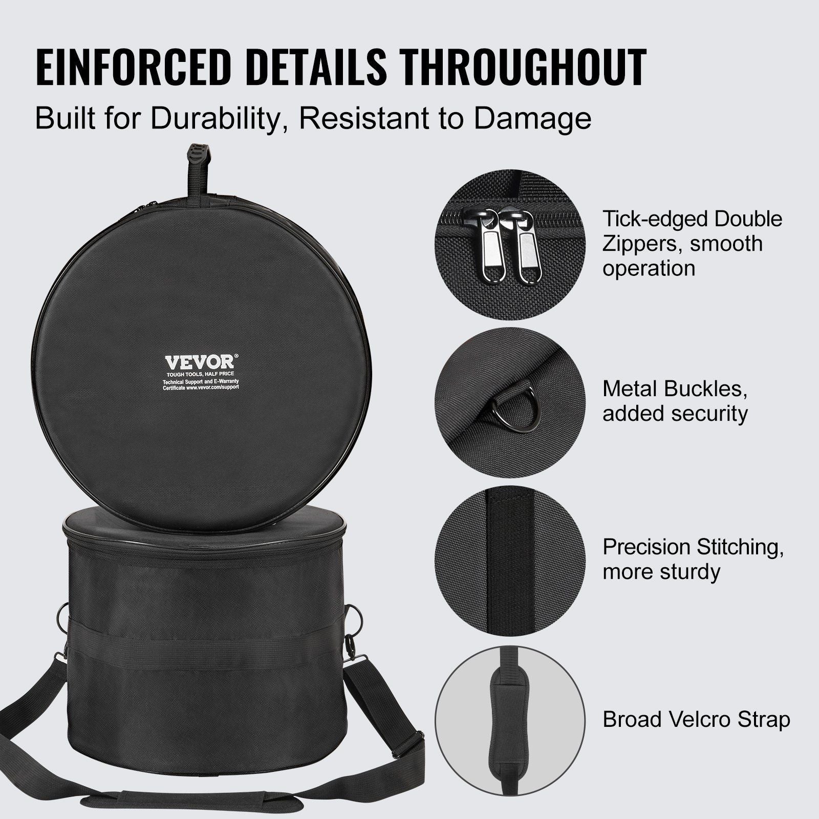 5-Piece Padded Drum Bag Set - w/Detachable Shoulder Strap - BagNook