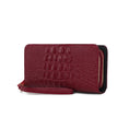 Load image into Gallery viewer, (burgundy)Eve Vegan Leather Crocodile Embossed Wristlet by Mia K - BagNook
