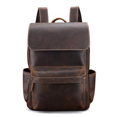 (dark brown)The Helka Backpack | Genuine Vintage Leather Backpack - BagNook