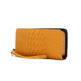 Load image into Gallery viewer, (mustard)Eve Vegan Leather Crocodile Embossed Wristlet by Mia K - BagNook