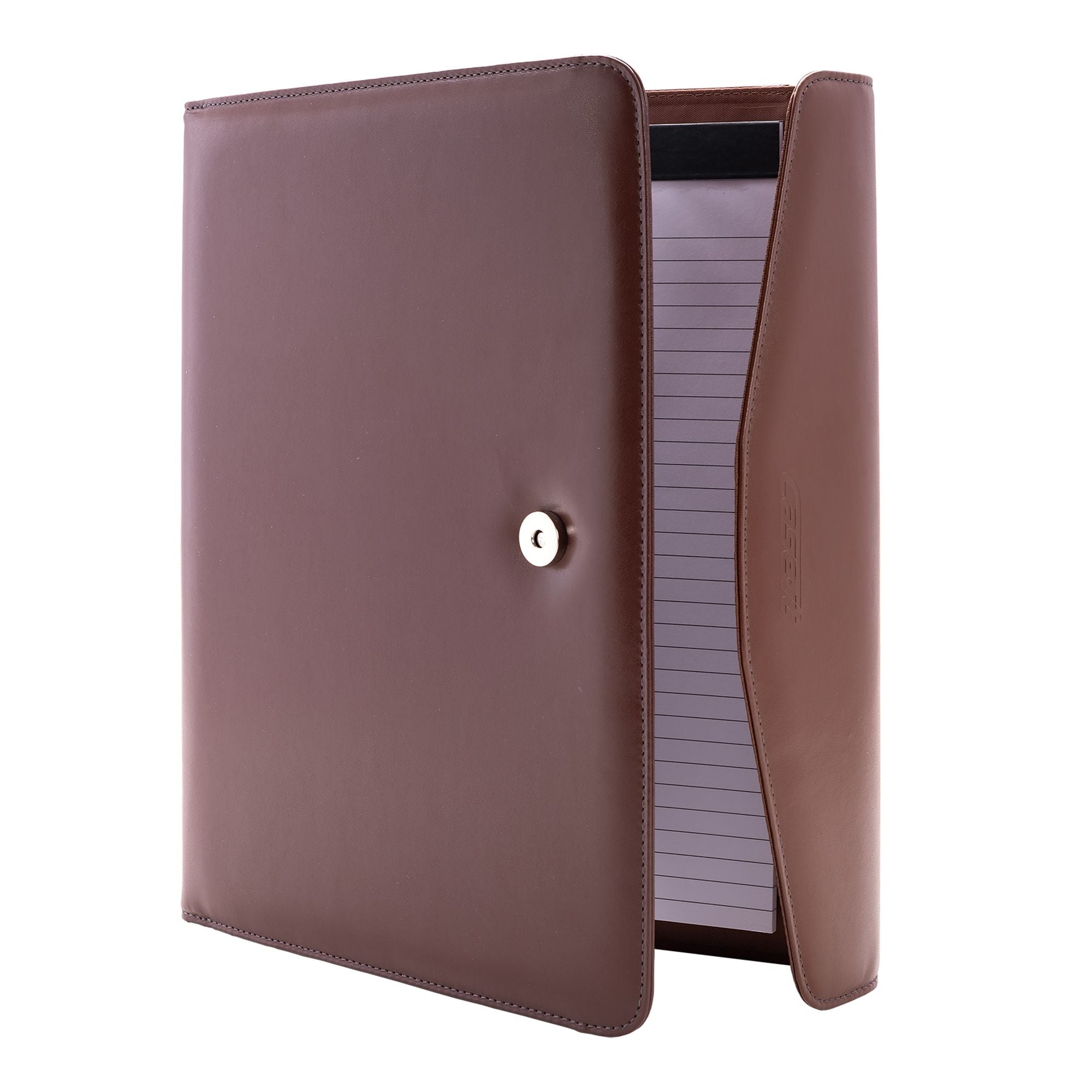 (brown)The V.P Pro Faux Leather Tri Fold Padfolio - It fits a tablet! - BagNook