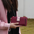 Load image into Gallery viewer, (wine-pink)Olympe Vegan Leather Wristlet Wallet by Mia K - BagNook