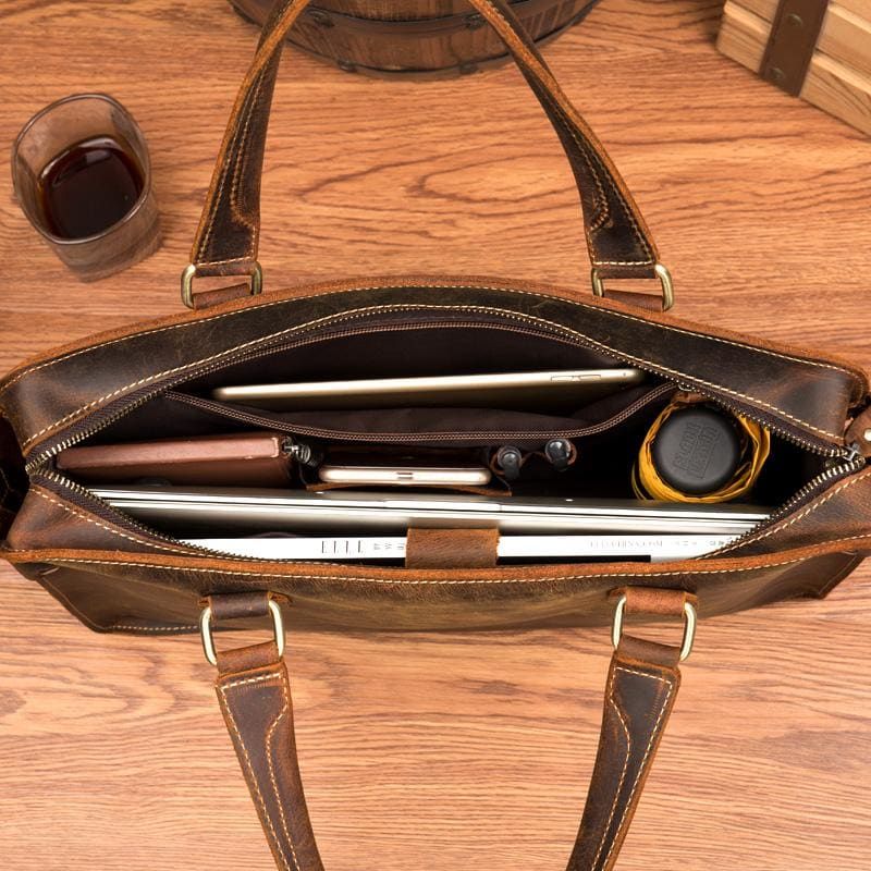The Viggo Briefcase | Genuine Leather Messenger Bag w/adj straps - BagNook