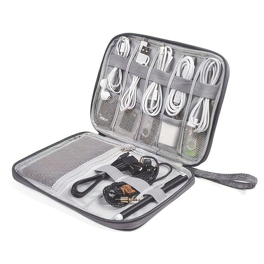 (grey)Multifunctional Data Cable Organizer Storage Case - BagNook