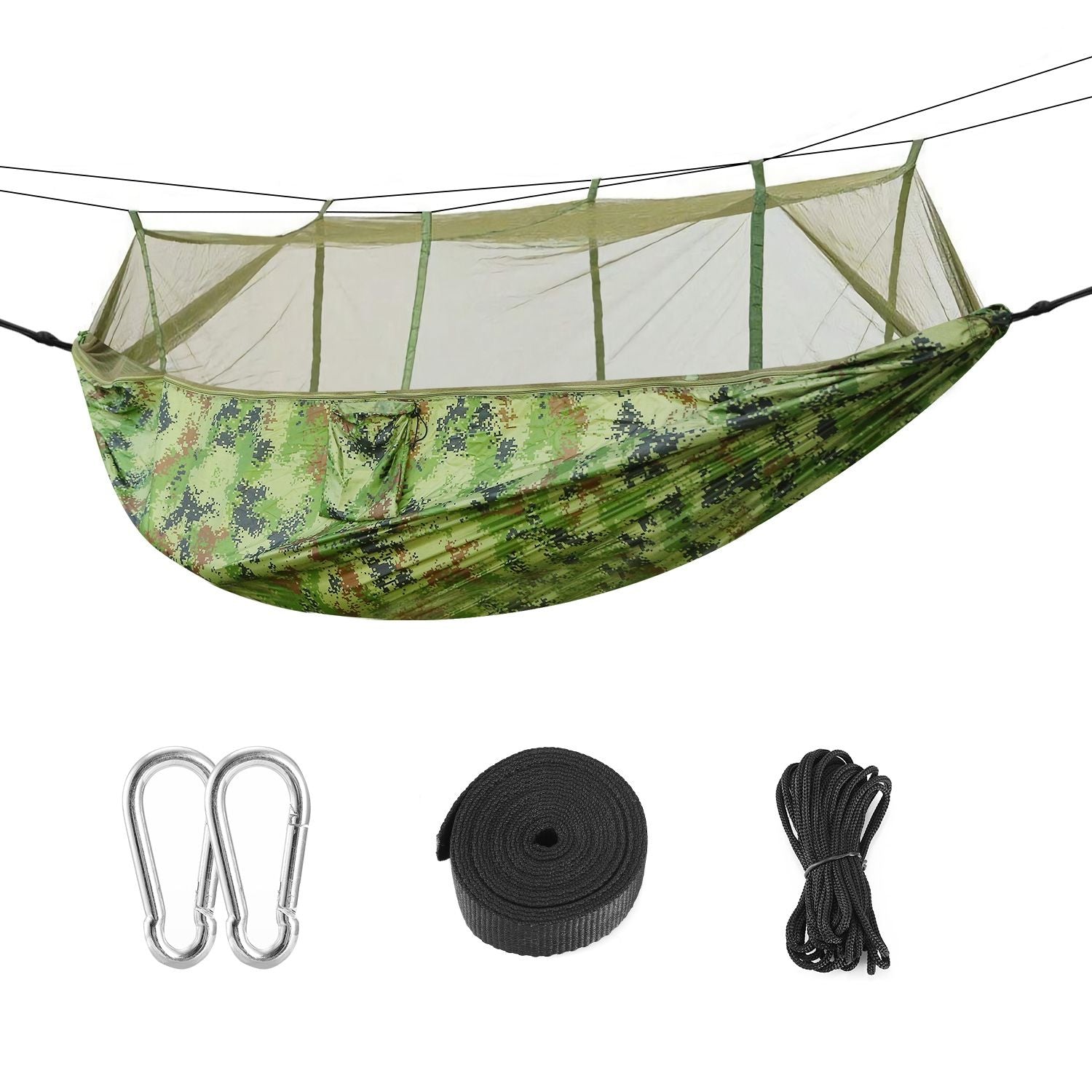 (camouflage)Camping Hammock with Mosquito Net, 2 person - BagNook