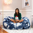 Load image into Gallery viewer, Jaxx Saxx 4 ft Sofa Bean Bag Couch - Faux Fur - Blue & White - BagNook