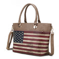 Load image into Gallery viewer, (taupe)Lilian Vegan Leather Women FLAG Tote Bag by Mia K - BagNook