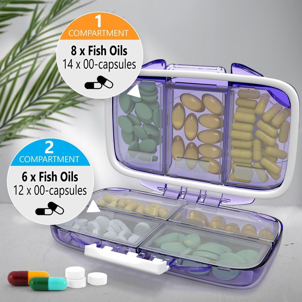 Travel Pill Organizer - 7 Compartments - Purple - BagNook