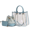 Load image into Gallery viewer, (denim)Diva PVC Tote Bag with Tweed Bucket Bag by Mia K. - BagNook