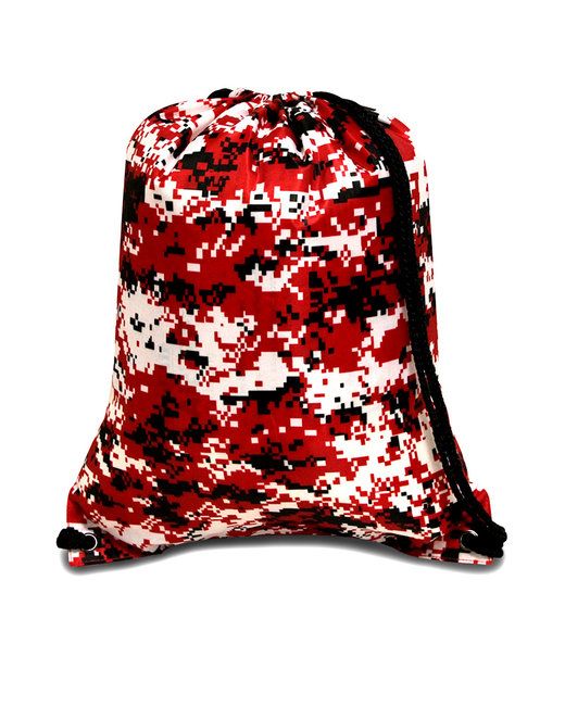 (pixel camo red)Drawstring Backpack 14" x 18" - bagNook