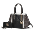 Load image into Gallery viewer, (black charcoal)Daisy Croco Satchel & Wallet by Mia K - BagNook