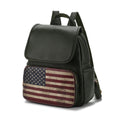 Load image into Gallery viewer, (green)Regina Vegan Leather FLAG Backpack by Mia K - BagNook