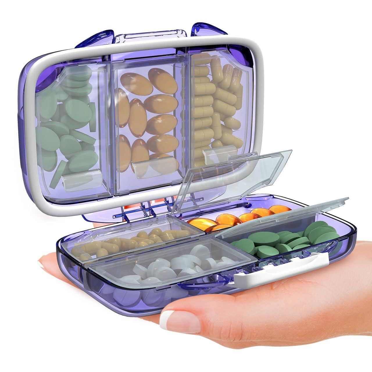 Travel Pill Organizer - 7 Compartments - Purple - BagNook