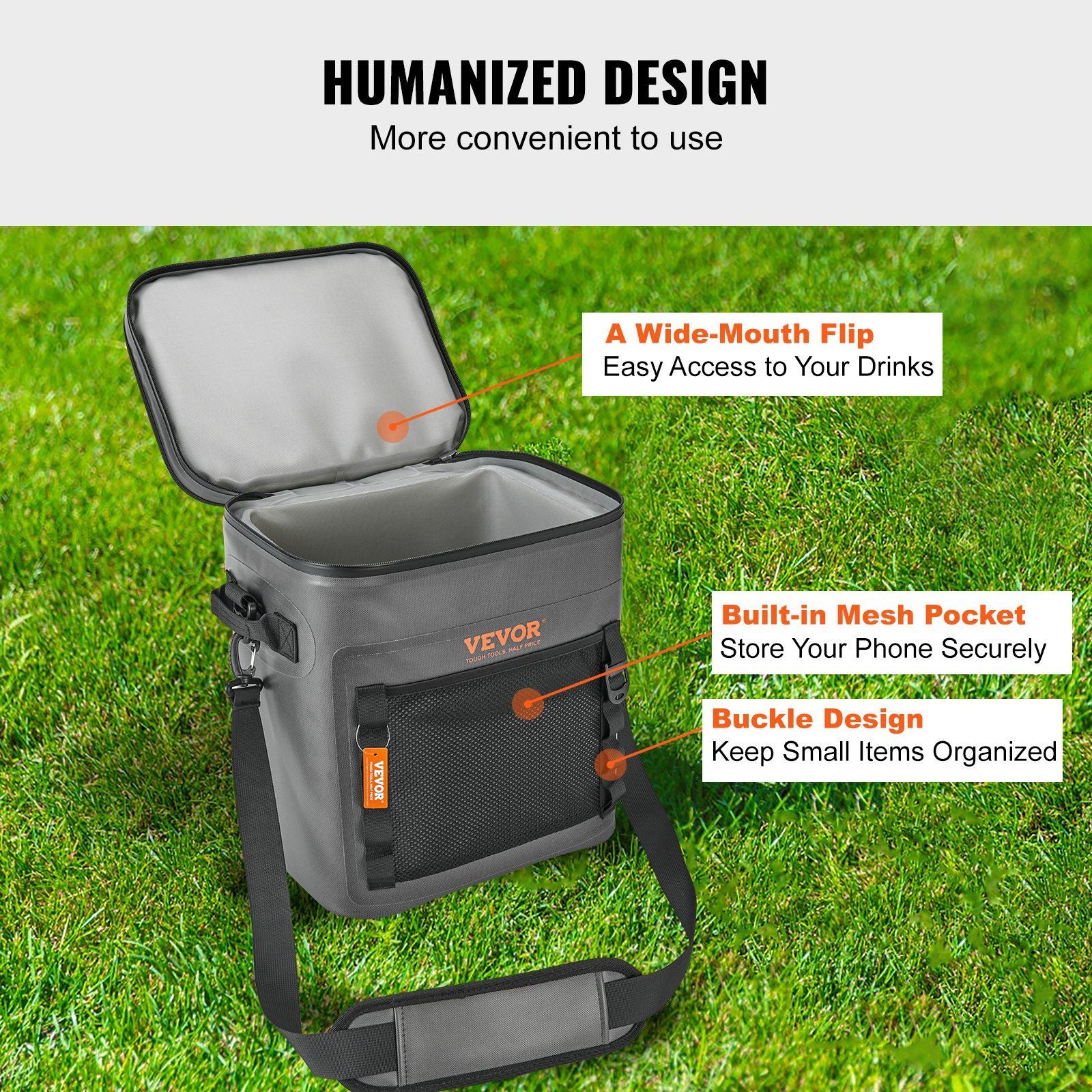 VEVOR Soft Cooler Bag, 30 Cans, Dark Gray - BagNook