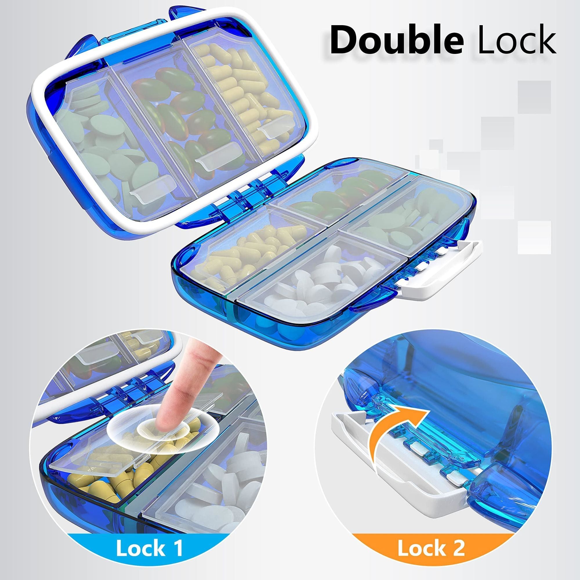 Travel Pill Organizer - 7 Compartments - Blue - BagNook