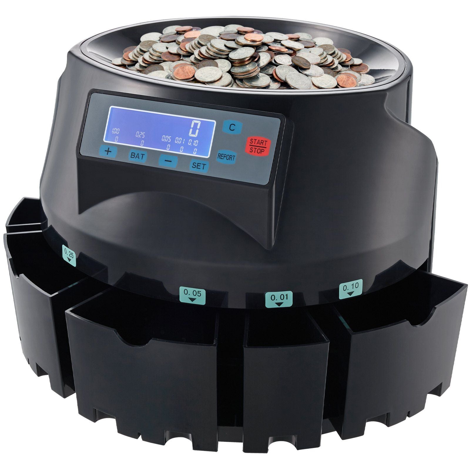 VEVOR USD Coin Sorter,Wrapper, & Roller 300 Coins/min LCD Display - BagNook