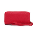 Load image into Gallery viewer, (red)Ellie Vegan Leather Flower Embossed Wristlet by Mia K - BagNook