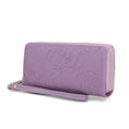 Load image into Gallery viewer, (lavender)Ellie Vegan Leather Flower Embossed Wristlet by Mia K - BagNook