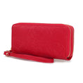 Load image into Gallery viewer, (red)Ellie Vegan Leather Flower Embossed Wristlet by Mia K - BagNook