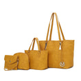 Load image into Gallery viewer, (mustard)Arya 4pc Signature Vegan Leather Tote Bag Set by Mia K - BagNook