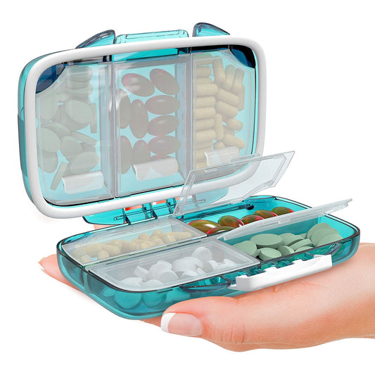 Travel Pill Organizer - 7 Compartments - Green - BagNook