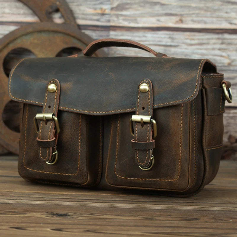 The Faust Leather Camera Bag | Vintage Messenger Bag - BagNook