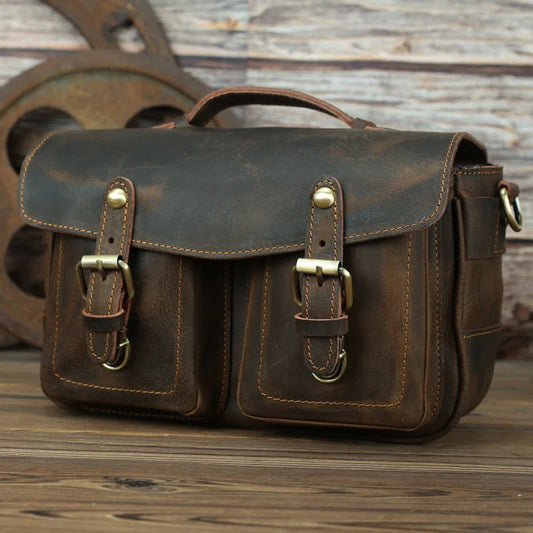 The Faust Leather Camera Bag | Vintage Messenger Bag - BagNook