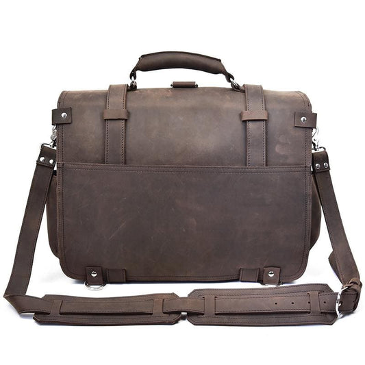 (dark brown)The Gustav Messenger Bag | Large Vintage Leather Bag - BagNook