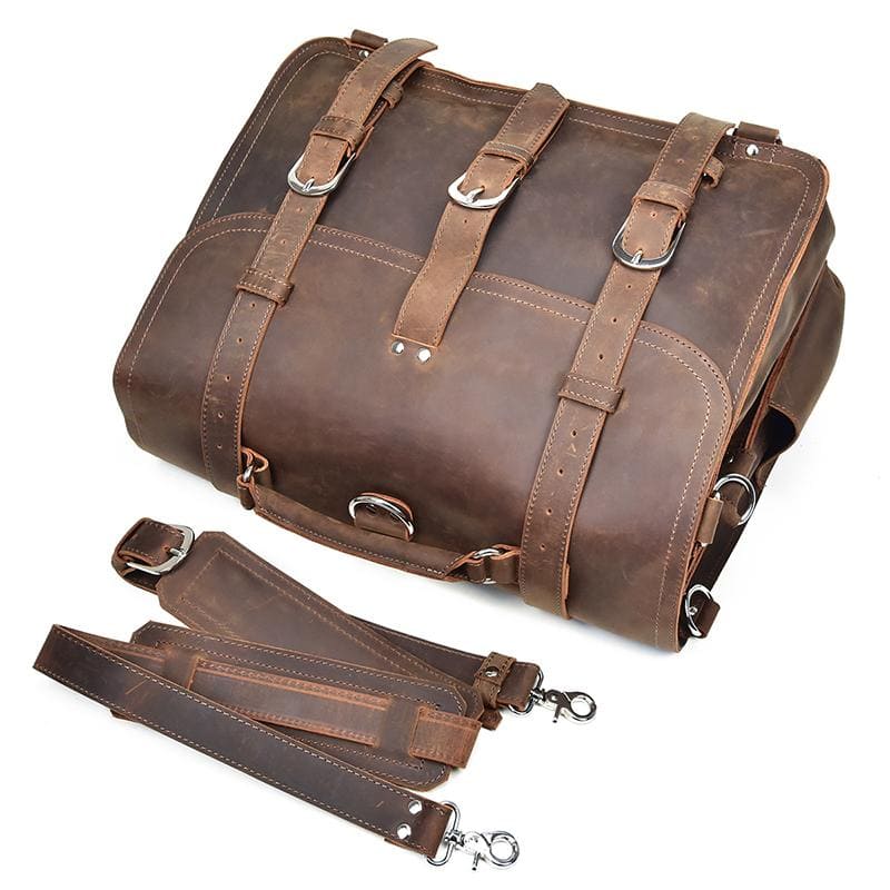 (brown)The Gustav Messenger Bag | Large Vintage Leather Bag - BagNook