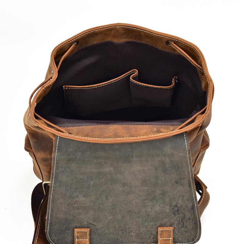 (brown)The Hagen Backpack | Vintage Leather Backpack - BagNook