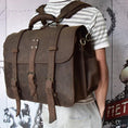 Load image into Gallery viewer, (dark brown)The Gustav Messenger Bag | Large Vintage Leather Bag - BagNook