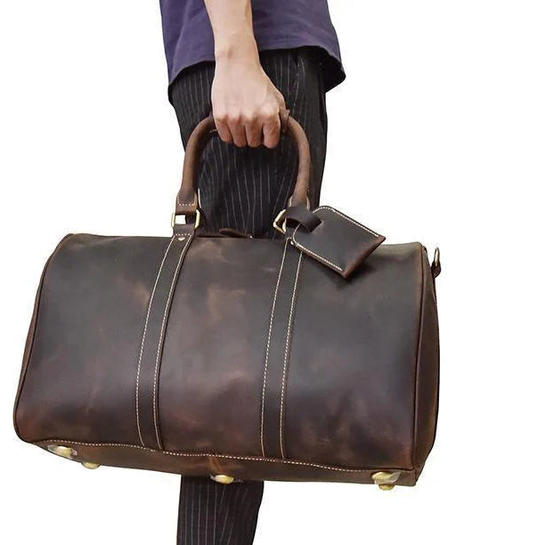(dark brown)The Bjarke Weekender | Handcrafted Leather Duffel - BagNook