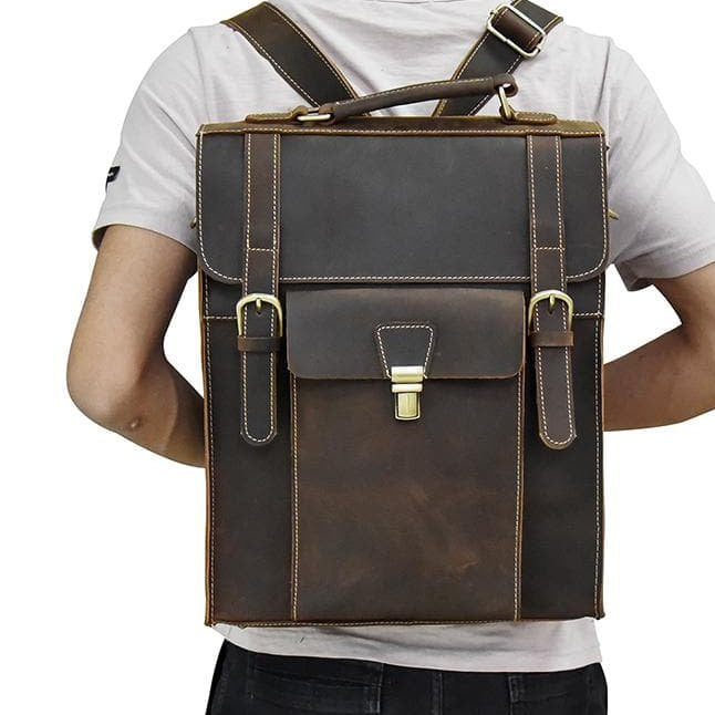 (dark brown)The Vali Backpack | Handmade Vintage Leather - BagNook