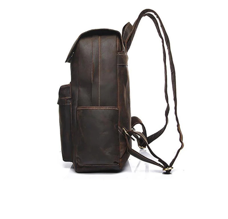 (dark brown)The Helka Backpack | Genuine Vintage Leather Backpack - BagNook