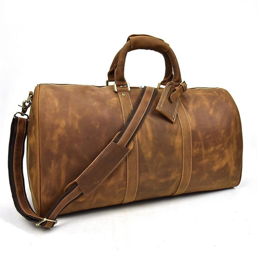 (brown)The Bjarke Weekender | Handcrafted Leather Duffel - BagNook