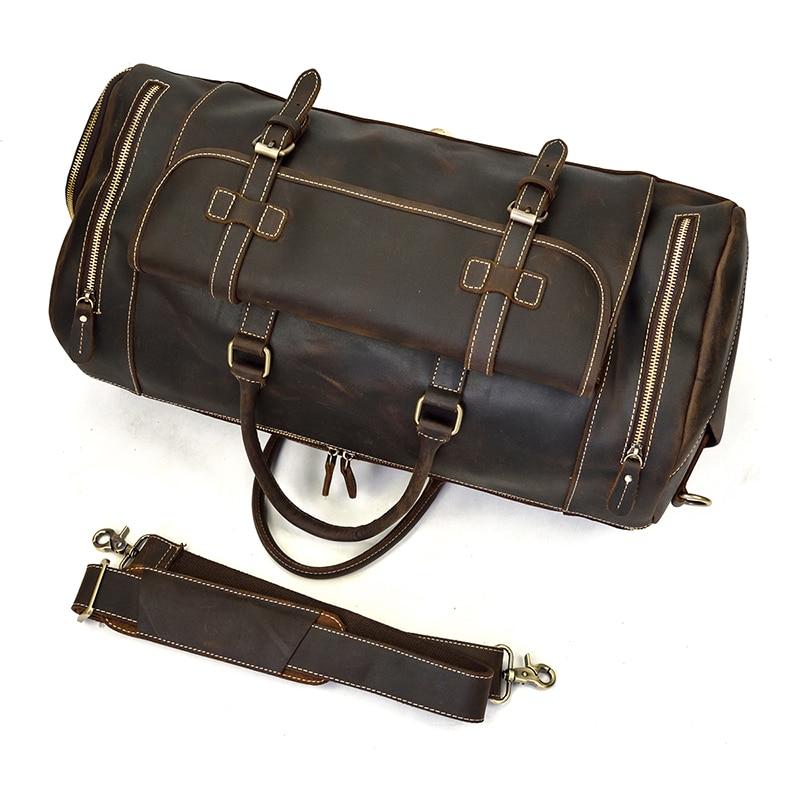 (dark brown)The Bard Weekender | Handmade Leather Duffel - BagNook