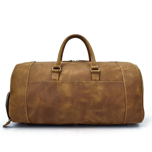 (brown)The Bard Weekender | Handmade Leather Duffel - BagNook