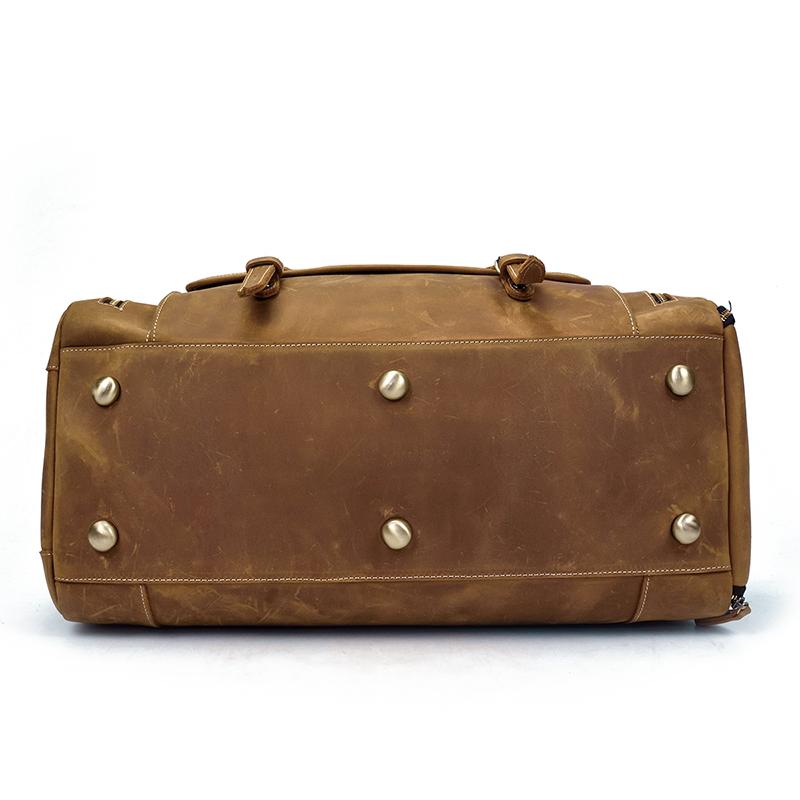 (brown)The Bard Weekender | Handmade Leather Duffel - BagNook