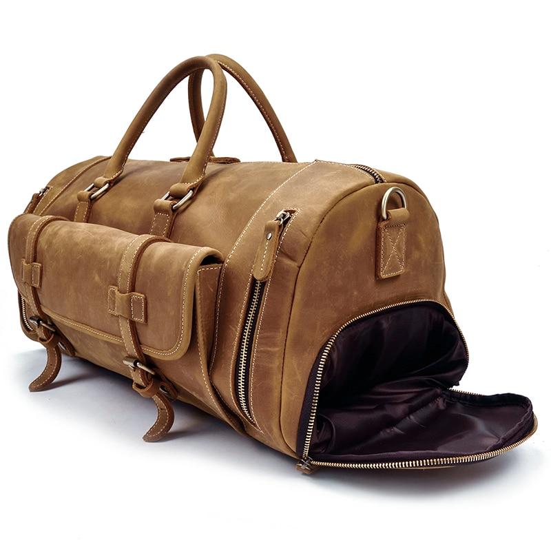 (brown)The Bard Weekender | Handmade Leather Duffel - BagNook