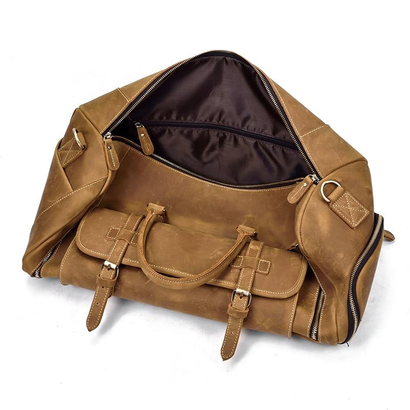 (brown)The Bard Weekender | Handmade Leather Duffel - BagNook