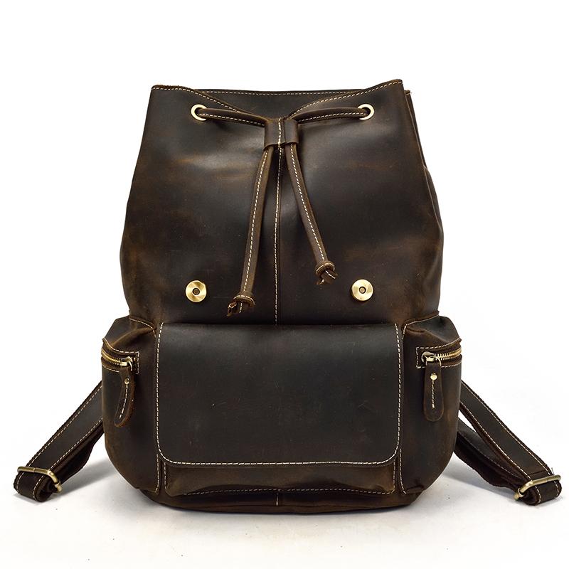(dark brown)The Hagen Backpack | Vintage Leather Backpack - BagNook