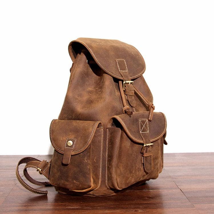(brown)The Asmund Backpack | Genuine Leather Rucksack - BagNook