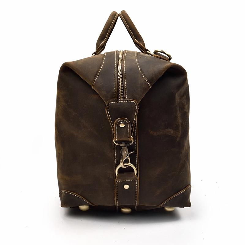 (dark brown)The Eira Duffel Bag | Vintage Leather Weekender - BagNook