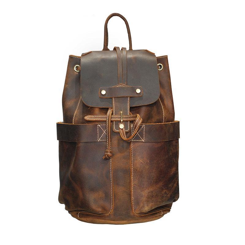The Olaf Rucksack | Vintage Leather Travel Backpack w/adj Straps - BagNook