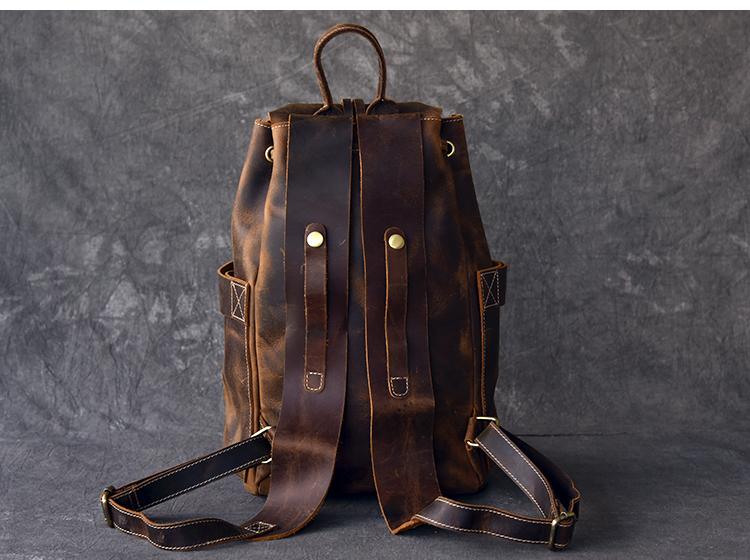 The Olaf Rucksack | Vintage Leather Travel Backpack w/adj Straps - BagNook