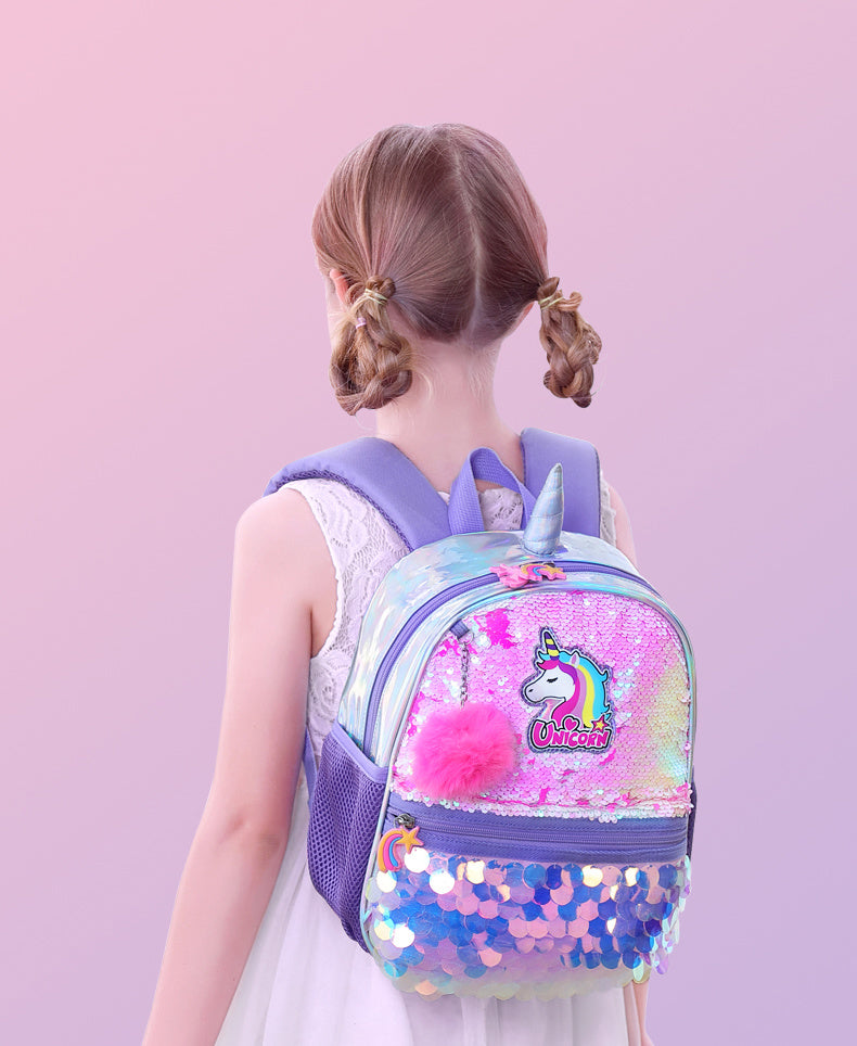 (purple)Unicorn Sequins Backpack - BagNook